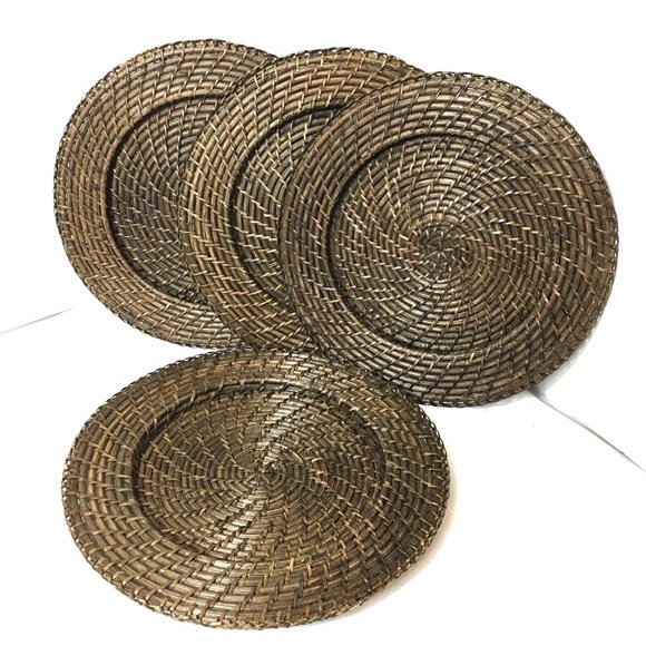Rattan Charger Espresso Color Set of 4 - Picture 1 of 14